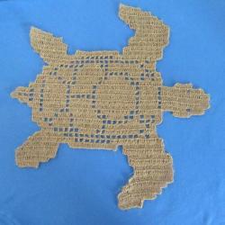 Napperon Tortue Marine en ficelle de jute . D&eacute;coration Textile marine.