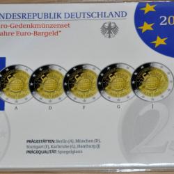 2  Série BE Allemagne 2012 -10 ans euro- 5 x pièces commémorative / 5 Ateliers belle épreuve