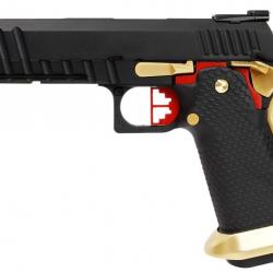 Réplique pistolet HX2002 Full Black and Gold gaz GBB - AW Custom