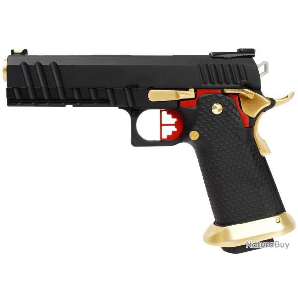 Rplique pistolet HX2002 Full Black and Gold gaz GBB - AW Custom
