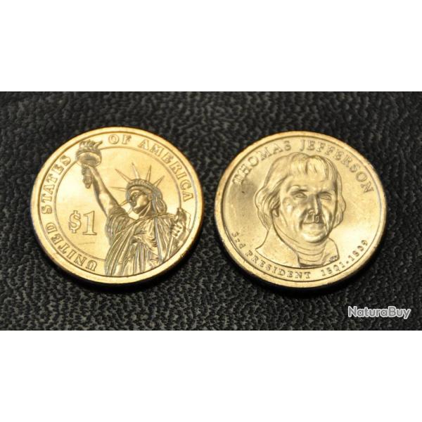 1 $ Dollar BU USA 2007 -Thomas Jefferson- pice commmorative - Prsidents des tats-Unis