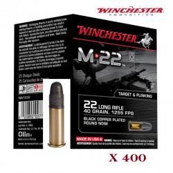 Cartouches 22LR  M22 Winchester haute vitesse  boite de 400 en vrac