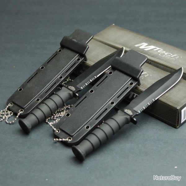 Lot de 2 Couteau de Cou Tactical Mini Kabai MTECH Acier 440 Faon Ka-Bar MT632CB