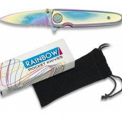 Couteau pliant de poche lame de 6.5 cm  « RAINBOW » couleur Arc en Ciel