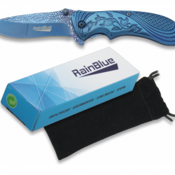Couteau pliant de poche lame de 8 cm  « RainBlue » couleur bleu