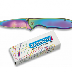 Couteau pliant de poche lame de 7.3 cm  « RAINBOW » couleur Arc en Ciel