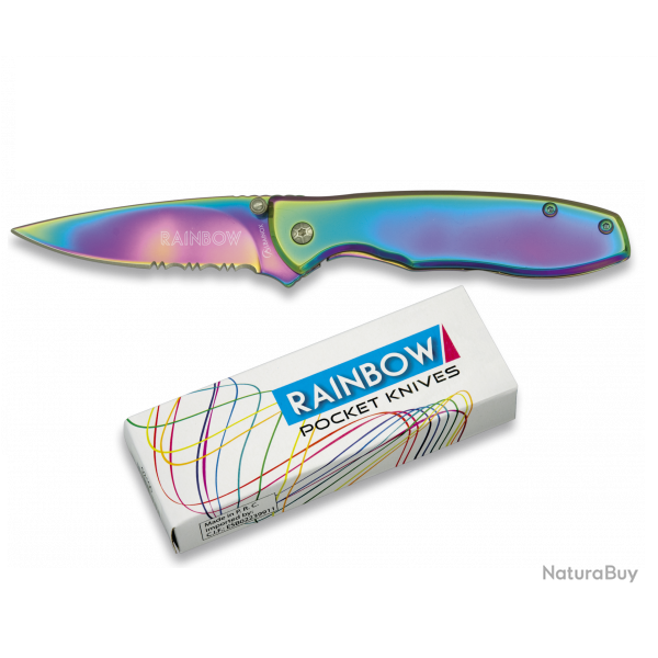 Couteau pliant de poche lame de 7.3 cm   RAINBOW  couleur Arc en Ciel