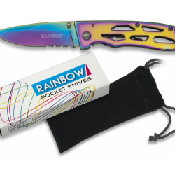 Couteau pliant de poche lame de 7.2 cm  « RAINBOW » couleur Arc en Ciel