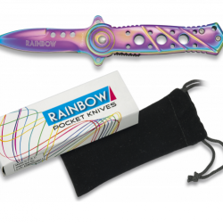 Couteau pliant de poche lame de 5 cm  « RAINBOW » couleur Arc en Ciel