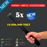 Shocker électrique X10 Lampe Matraque téléscopique métal 10000000 V Noir
