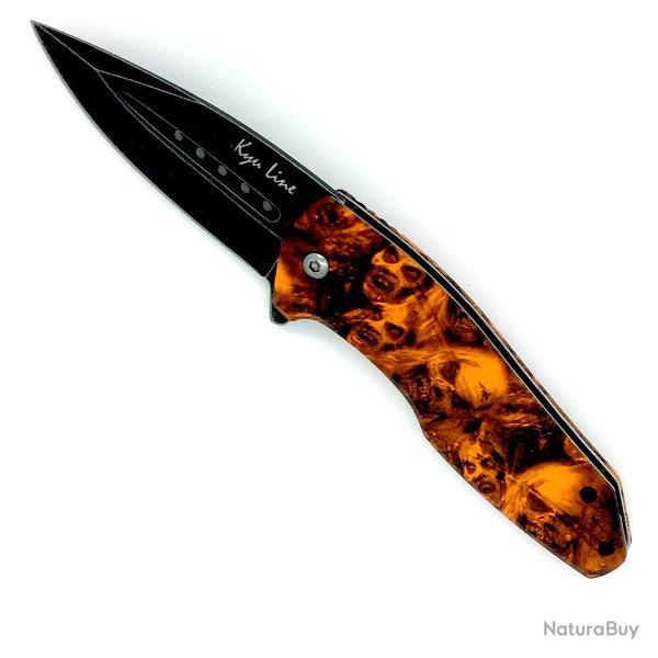 Couteau Pliant dcor ZOMBIE Orange  Lame de 08 cm