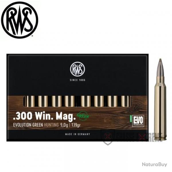 20 Munitions RWS cal 300 Win Mag 139gr Evo Green