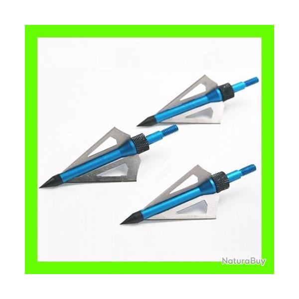 PROMOTION Blister de 3 Pointes de chasse Tri Lames 100gr Idal Gros gibier pour arc ou arbalte