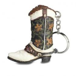 Porte clés  botte Cow Boy - western Couleur dominante Blanc et Vert