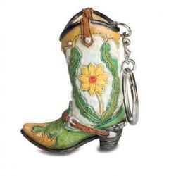 Porte clés  botte Cow Boy - western Couleur dominante Vert clair et Blanc