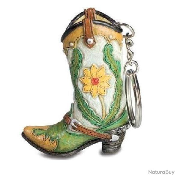 Porte cls  botte Cow Boy - western Couleur dominante Vert clair et Blanc