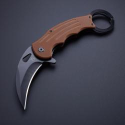 Couteau Mantis Karambit Coyote A/O Lame Acier 420HC Manche Coyote G-10 MANMK5B