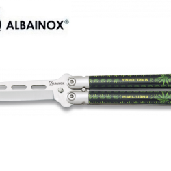 Couteau papillon fantaisie décor Verdure  de 6.8 cm