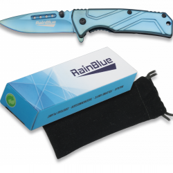 Couteau pliant de poche lame de 7 cm  « RainBlue » couleur bleu