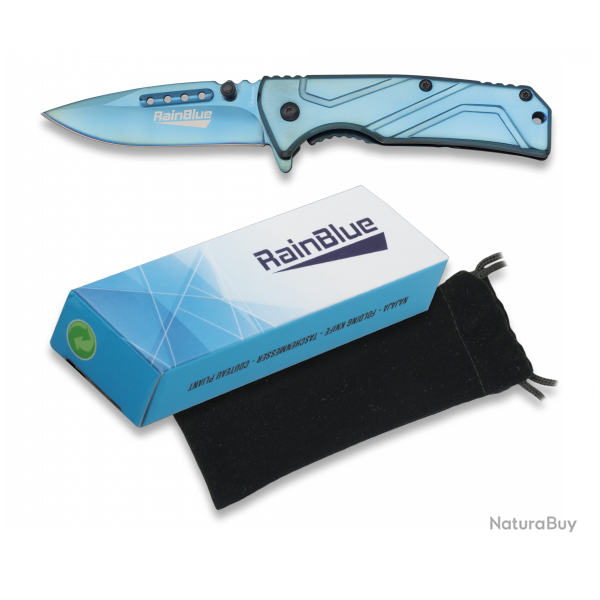 Couteau pliant de poche lame de 7 cm   RainBlue  couleur bleu