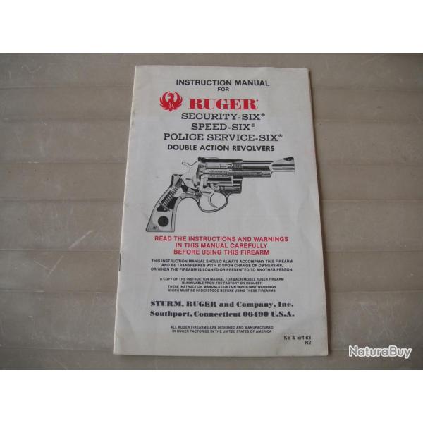REVOLVER RUGER SECURITY SIX SPEED SIX POLICE SERVICE SIX NOTICE