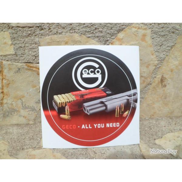Superbe autocollant GECO cartouches 9 mm Luger  "All You need"