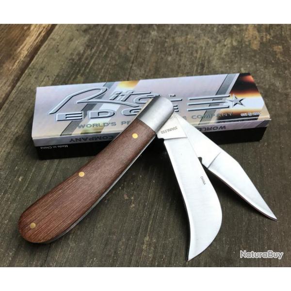 Lot de 3 Couteau Serpette Hawkbill Wood Handle Electricians Acier Carbone/Inox CN210595
