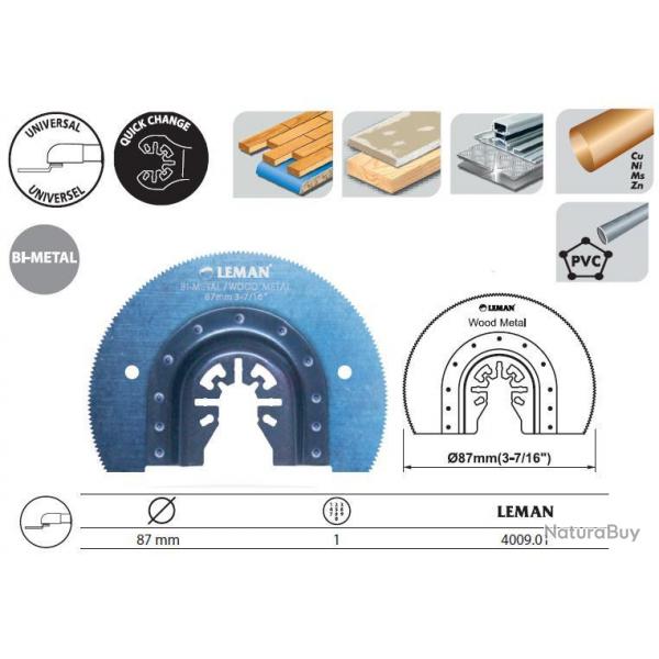 Lame de Scie Segment Moyeu Deporte Bi-Metal Bois Metal 87mm Leman