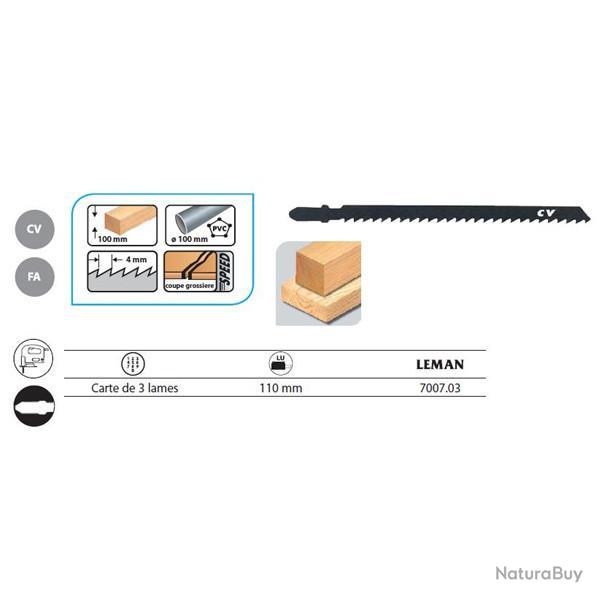 3 Lame de scie Sauteuse Universelles / 110mm Coupe Grossiere Pas 4mm Bois Leman