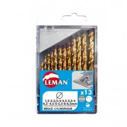 Coffret 13 Forets Metal Titane Diam1.5 à 6.5mm Leman