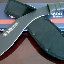 Couteau Tactical Kukri Smith&Wesson Bush Hog Kukri Acier Inox Manche Kraton SWBH