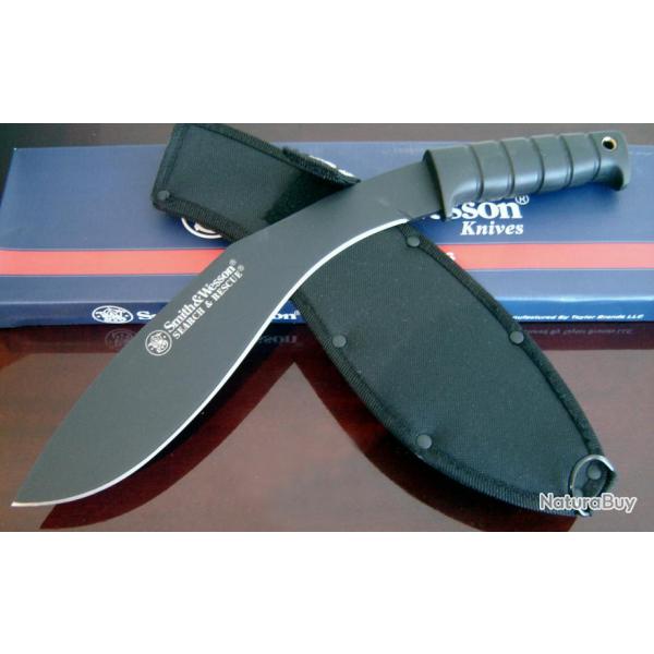 Couteau Tactical Kukri Smith&Wesson Bush Hog Kukri Acier Inox Manche Kraton SWBH