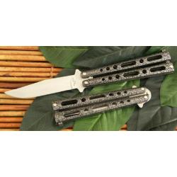 Couteau Papillon Balisong Butterfly Acier Carbone/Inox Manche Métal Made In USA BM005
