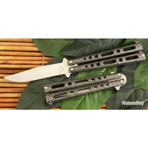 Couteau Papillon Balisong Butterfly Acier Carbone/Inox Manche Mtal Made In USA BM005