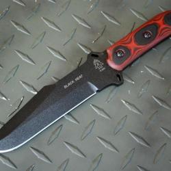 Couteau Tops Knives Black Heat Lame Acier 1095 Carbon Manche Micarta Etui Kydex Made USA TPBKHT01 -