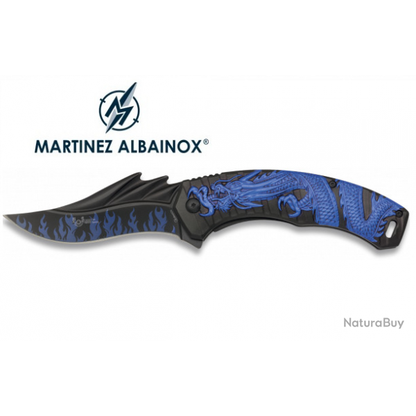 Offrez ce Couteau Pliant DRAGON Bleu Lame de 9 cm / Bleu et Noir