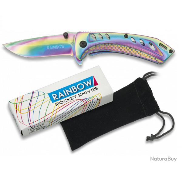 Couteau  de poche lame de 7.3 cm   RAINBOW  couleur Arc en Ciel