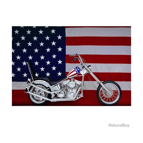 Drapeau avec renfor en nylon USA Moto  de 150 x 90