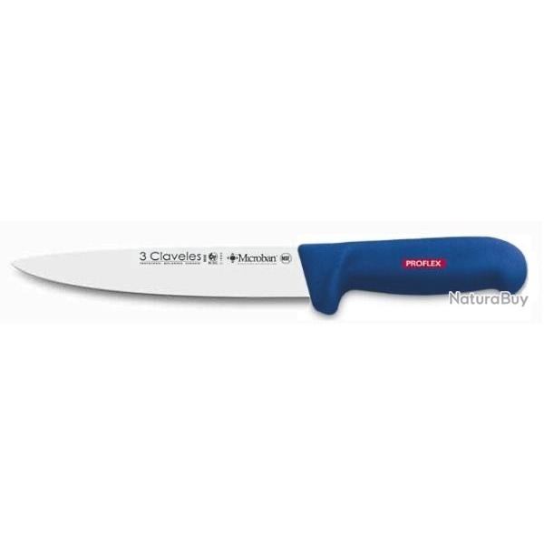 Couteau a saigner 20 cm 3 Claveles-Icel microban proflex manche bleu