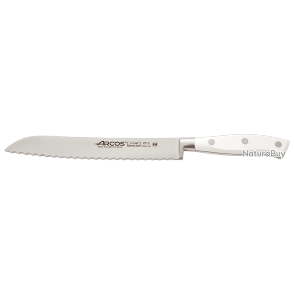 Couteau  pain forg Arcos Riviera manche blanc 20 cm