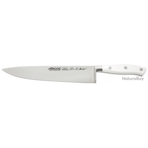 Couteau de cuisine forg Arcos Riviera manche blanc 25 cm
