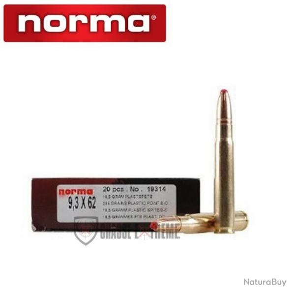 20 Munitions NORMA Cal 9.3x62-285 Gr Pointe Plastique