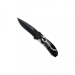 Herbertz - couteau pliant alu 11cm décor scorpion lame noire inox - 217911