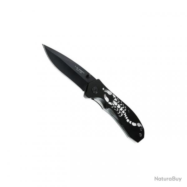 Herbertz - Couteau Pliant Alu 11cm Dcor Scorpion Lame Noire Inox - 217911