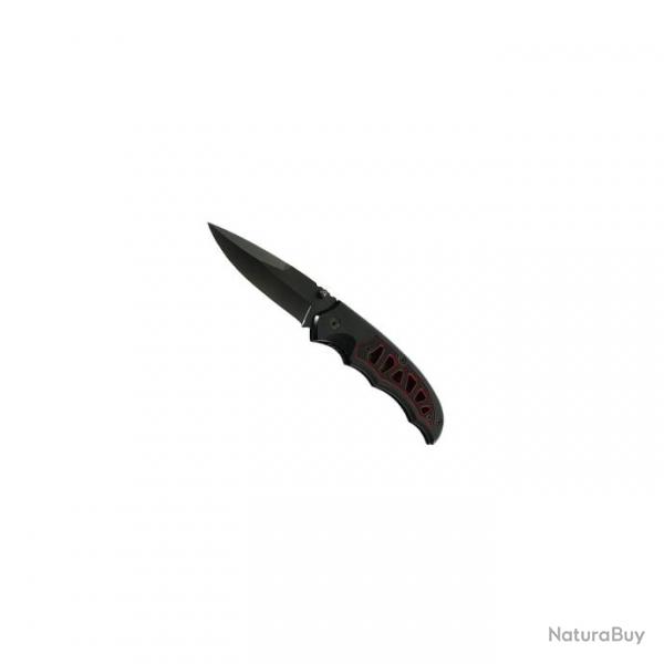Herbertz - Couteau Pliant G10 Noir Filet Rouge Lame Noire Inox Clip - 223711