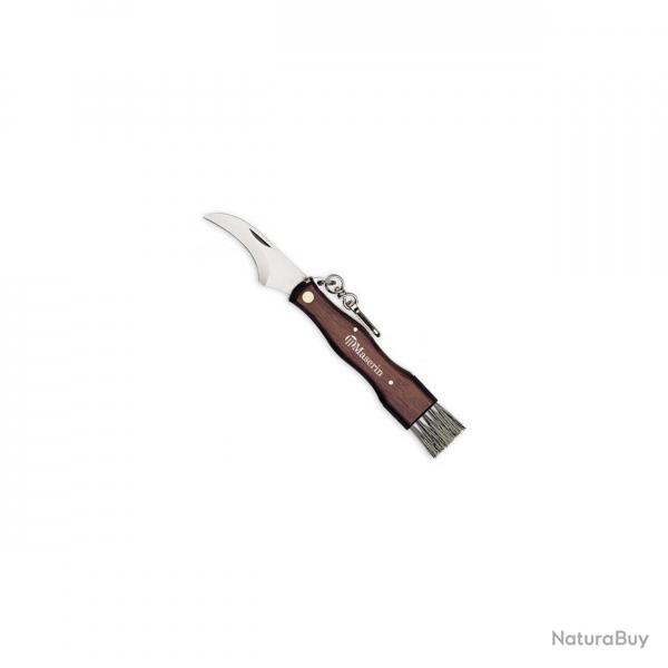 Maserin - Couteau Champignons Noyer 11cm Brosse Mousqueton Lame Inox - 6800