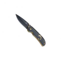 PUMA TEC - Couteau Pliant Alu Noir Tête Puma 11cm Lame Inox Noire - 302411