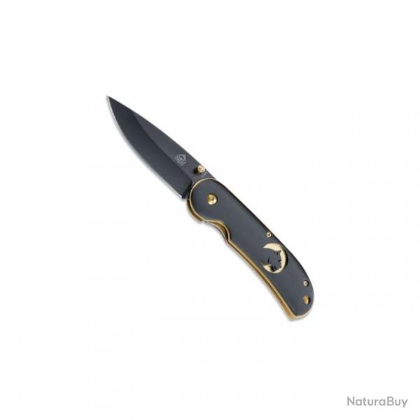 PUMA TEC - Couteau Pliant Alu Noir Tte Puma 11cm Lame Inox Noire - 302411