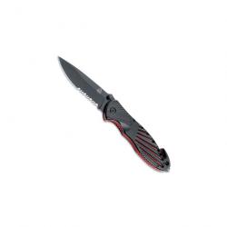 PUMA TEC - Couteau Pliant Alu Noir/Rouge 11cm Lame Inox Semi-Dentée - 319911