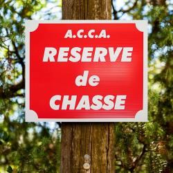 Panneau "A.C.C.A - RÉSERVE DE CHASSE" en Akilux 30 x 25 cm